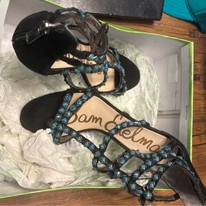 Sam Edelman Black and Blue Beaded Sandals